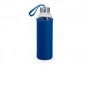 Бутылка стеклянная CAMU в чехле из неопрена, 500 мл, прозрачный/королевский синий