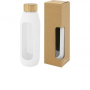 Tidan Бутылка из боросиликатного стекла объемом 600 мл с силиконовым держателем, белый