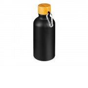 Матовая спортивная бутылка Hip S Bamboo с карабином и объемом 400 мл, черный