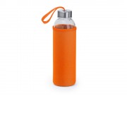 Бутылка стеклянная CAMU в чехле из неопрена, 500 мл, прозрачный/апельсин