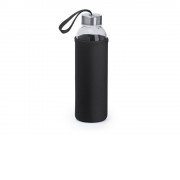 Бутылка стеклянная CAMU в чехле из неопрена, 500 мл, прозрачный/черный