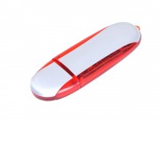 Флешка промо овальной формы, 32 Гб, серебристый/красный
