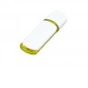 Флешка 3.0 промо прямоугольной классической формы с цветными вставками, 64 Гб, белый/желтый