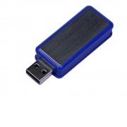 USB-флешка промо на 4 Гб прямоугольной формы, выдвижной механизм, синий