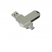 Металлическая флешка для айфона 3 в 1 (i-flash_TYPEC_3_in_1.64.S, I= 64 Гб USB 3.0, Металлический корпус. Без перс.)