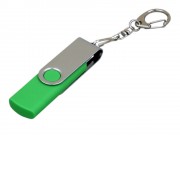 Флешка с  поворотным механизмом, c дополнительным разъемом Micro USB, 64 Гб, зеленый