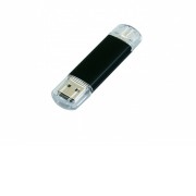USB-флешка на 16 Гб.c дополнительным разъемом Micro USB, черный