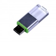 USB-флешка промо на 32 Гб прямоугольной формы, выдвижной механизм, зеленый