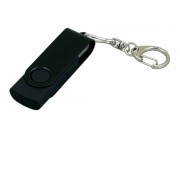 Флешка промо поворотный механизм, с однотонным металлическим клипом, 64 Гб, черный