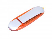 Флешка промо овальной формы, 16 Гб, серебристый/оранжевый