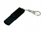 Флешка с поворотным механизмом, c дополнительным разъемом Micro USB, 64 Гб, черный