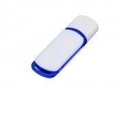 Флешка промо прямоугольной классической формы с цветными вставками, 32 Гб, белый/синий