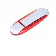 Флешка промо овальной формы, 64 Гб, серебристый/красный