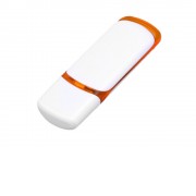 Флешка 3.0 промо прямоугольной классической формы с цветными вставками, 32 Гб, белый/оранжевый