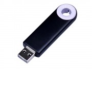 USB-флешка промо на 16 Гб прямоугольной формы, выдвижной механизм, белый