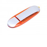 Флешка промо овальной формы, 32 Гб, серебристый/оранжевый