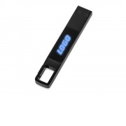 USB 2.0- флешка на 32 Гб c подсветкой логотипа Hook LED, темно-серый, синяя подсветка
