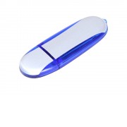 Флешка промо овальной формы, 64 Гб, серебристый/синий
