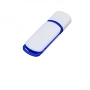 Флешка 3.0 промо прямоугольной классической формы с цветными вставками, 128 Гб, белый/синий