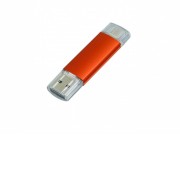 USB-флешка на 64 ГБ.c дополнительным разъемом Micro USB, оранжевый