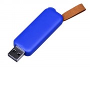 USB-флешка промо на 128 Гб прямоугольной формы, выдвижной механизм, синий