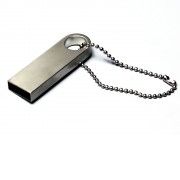USB 2.0-флешка на 512 Мбайт с мини чипом и круглым отверстием, серебристый