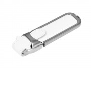 Флешка с массивным классическим корпусом, 4 Гб, белый/серебристый