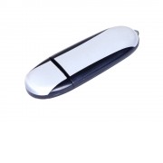 Флешка промо овальной формы, 8 Гб, серебристый/черный