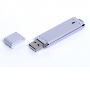 USB-флешка промо на 64 Гб прямоугольной классической формы, серебро