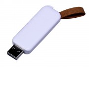 USB-флешка промо на 16 Гб прямоугольной формы, выдвижной механизм, белый