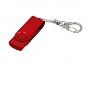 Флешка 3.0 промо поворотный механизм, с однотонным металлическим клипом, 128 Гб, красный