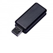 USB-флешка промо на 4 Гб прямоугольной формы, выдвижной механизм, черный