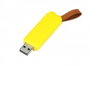 USB-флешка промо на 64 Гб прямоугольной формы, выдвижной механизм, желтый