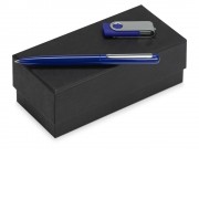 Подарочный набор Skate Mirro с ручкой для зеркальной гравировки и флешкой, синий