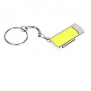 Флешка прямоугольной формы, выдвижной механизм с мини чипом, 64 Гб, желтый/серебристый