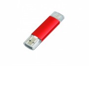 USB-флешка на 16 Гб.c дополнительным разъемом Micro USB, красный