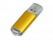 Флешка промо прямоугольной формы  c прозрачным колпачком, 64 Гб, золотистый