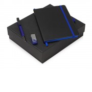 Подарочный набор Q-edge с флешкой, ручкой-подставкой и блокнотом А5, синий