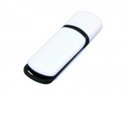 Флешка 3.0 промо прямоугольной классической формы с цветными вставками, 128 Гб, белый/черный
