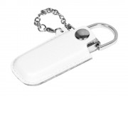 Флешка в массивном корпусе с кожаным чехлом, 64 Гб, белый