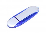 Флешка 3.0 промо овальной формы, 128 Гб, серебристый/синий