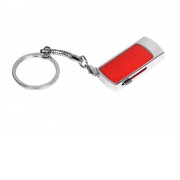 Флешка прямоугольной формы, выдвижной механизм с мини чипом, 8 Гб, красный/серебристый