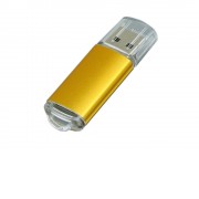 Флешка промо прямоугольной формы c прозрачным колпачком, 32 Гб, золотистый