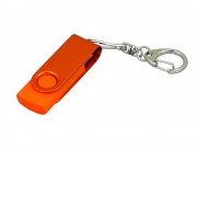 Флешка промо поворотный механизм, с однотонным металлическим клипом, 4 Гб, оранжевый