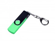 USB-флешка на 16 Гб поворотный механизм, c двумя дополнительными разъемами MicroUSB и TypeC, зеленый