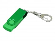 Флешка промо поворотный механизм, с однотонным металлическим клипом, 32 Гб, зеленый