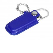 Флешка в массивном корпусе с кожаным чехлом, 32 Гб, синий