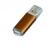 Флешка промо прямоугольной формы  c прозрачным колпачком, 64 Гб, коричневый