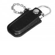 Флешка в массивном корпусе с кожаным чехлом, 16 Гб, черный