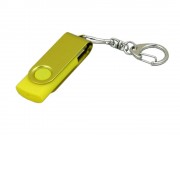 Флешка 3.0 промо поворотный механизм, с однотонным металлическим клипом, 32 Гб, желтый
